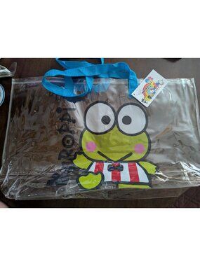 Keroppi Clear Tote Bag By Sanrio With Blue Handles